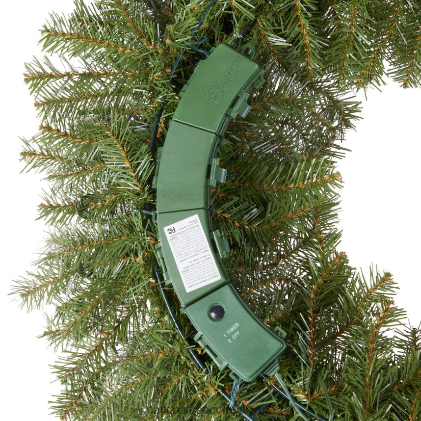 Greenery | National Tree Company Pre-Lit Artificial Christmas Wreath Green Norwood Fir White Lights Christmas Collection 30 Inches F2L4F252